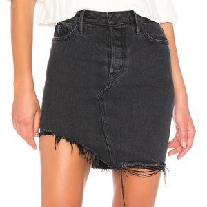 GRLFRND Rhoda High-Low Mini denim skirt Black NWT